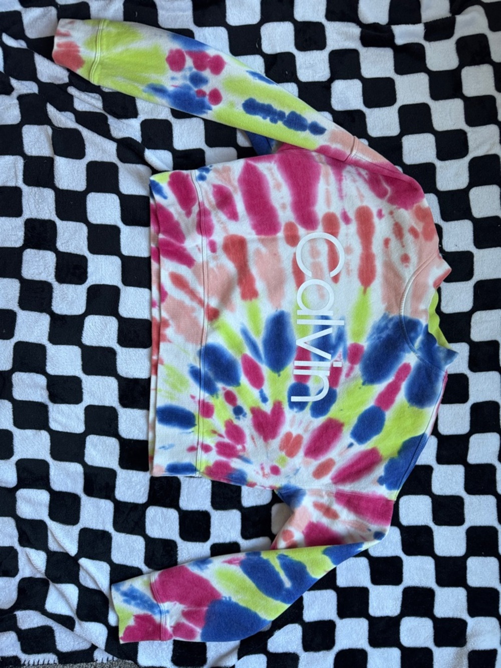 Calvin Klein Multicolor Tie-Dye Logo cropped Sweatshirt
